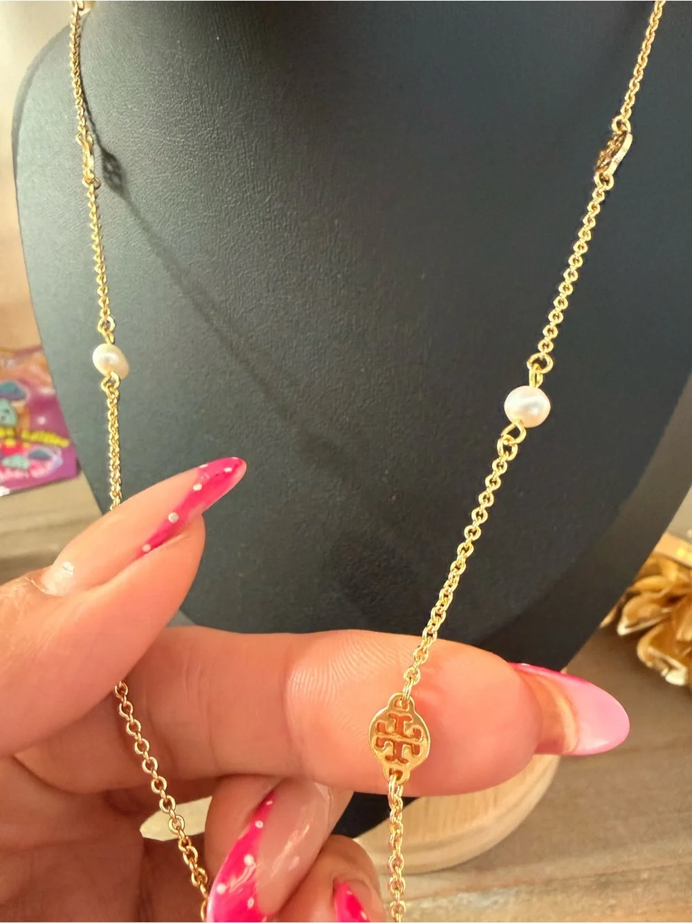 Tory Burch Gold-Tone Pearl Station Long Necklace